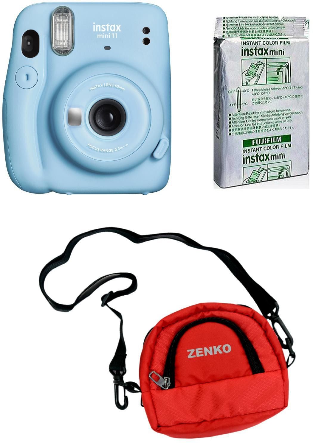 FUJIFILM Instax Mini 11 Sky Blue with 10X1 Instant Film With Red Pouch Instant Camera-picture-14