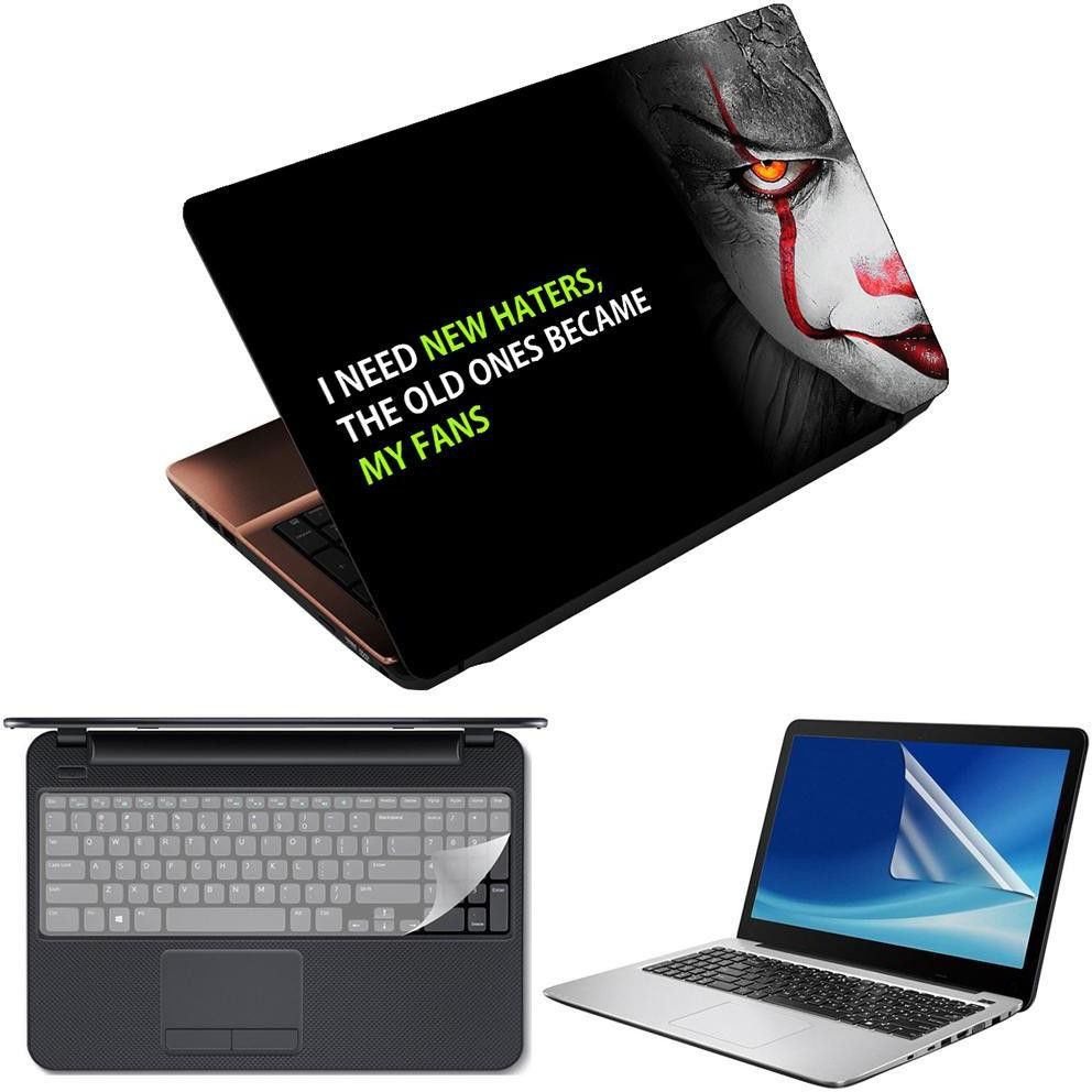 Anweshas 3 in 1 Pack of 15.6 inch Laptop Skin Decal Vinyl, Screen Guard and Silicone Keyboard Protector - Printed Became My Fans Combo Set-image-11