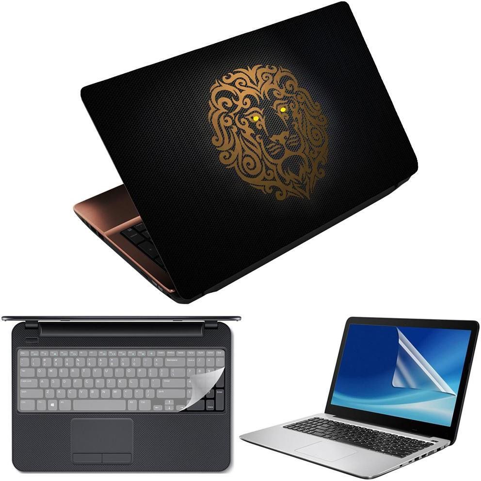 Anweshas 3 in 1 Pack of 15.6 inch Laptop Skin Decal Vinyl, Screen Guard and Silicone Keyboard Protector - Printed Lion Honeycomb- Printed1 Combo Set-image-13