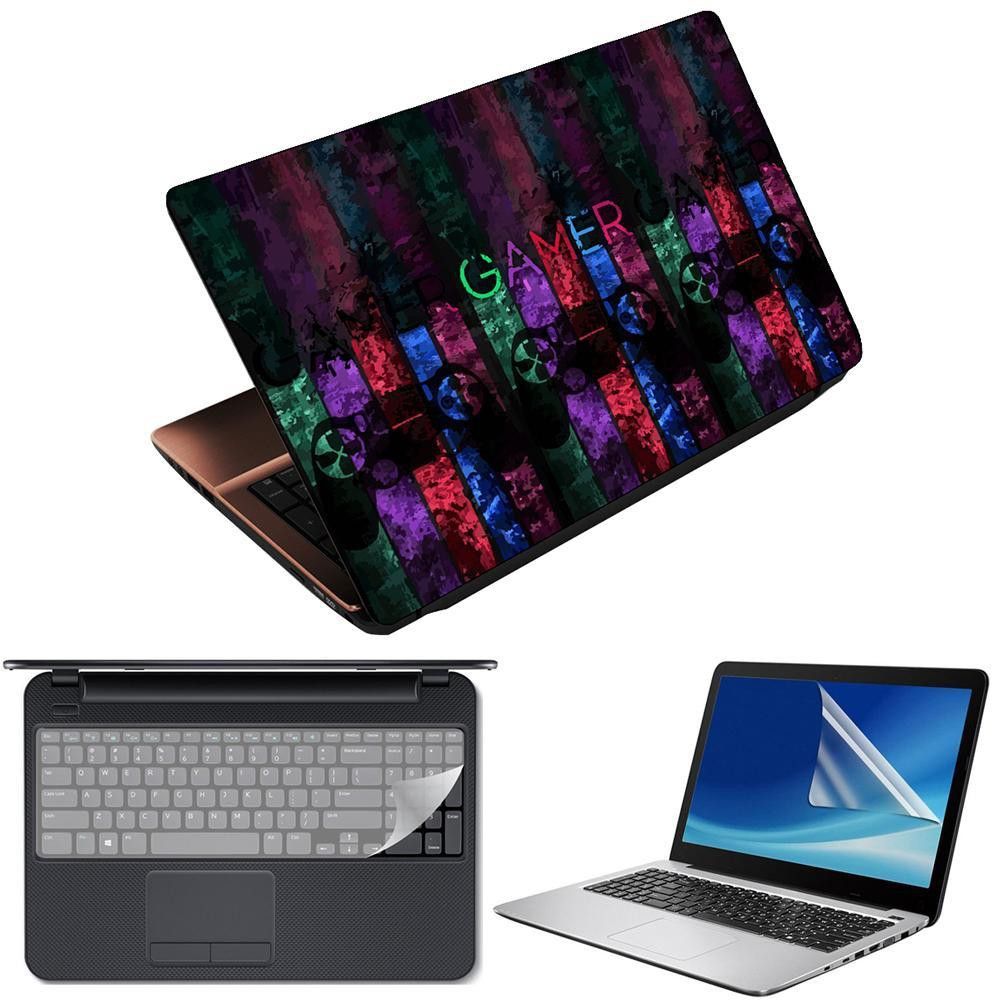 Anweshas 3 in 1 Pack of 15.6 inch Laptop Skin Decal Vinyl, Screen Guard and Silicone Keyboard Protector - Printed Mulicolor Gamer Combo Set-picture-30