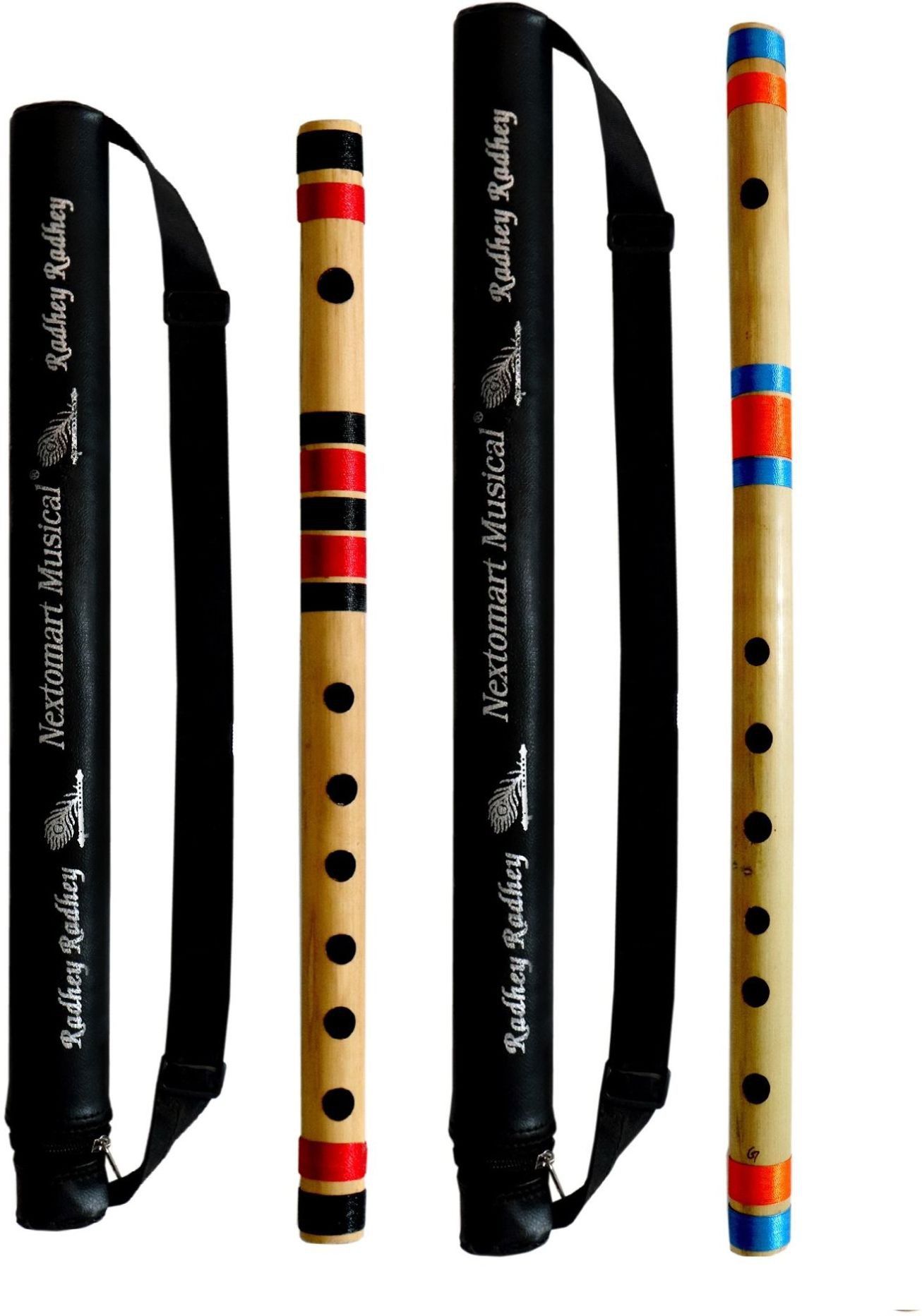 nextomart Musical Combo Flutes C Scale 6 Hole (14 Inch) & G Scale 7 Hole (17 Inch) Bamboo Flute Bansuri with Flute Carry Bag Free Bamboo Flute-picture-26