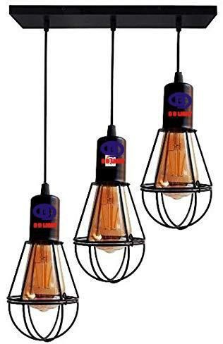 HL - Bulb - 3Lite - Long Chain Stainless Steel Light Hanging Chain Rod