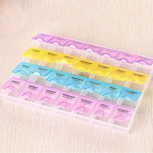 04 weeks/28 days of tablets in this box Pill Medicine Organizer Reminder Storage Box for 7 Days, 4 Layer Pillbox Pill Box-image-10