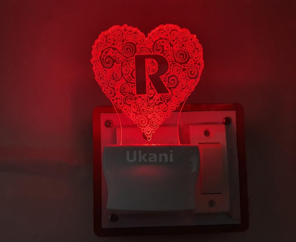 ukani Acrylic Night Light with Plug for Bedroom/Kitchen/Home/Office 7 Color Changing Light (Size 3 Inch) (Multi Color) for Birthday Gift Alphabet R Night Lamp-picture-26
