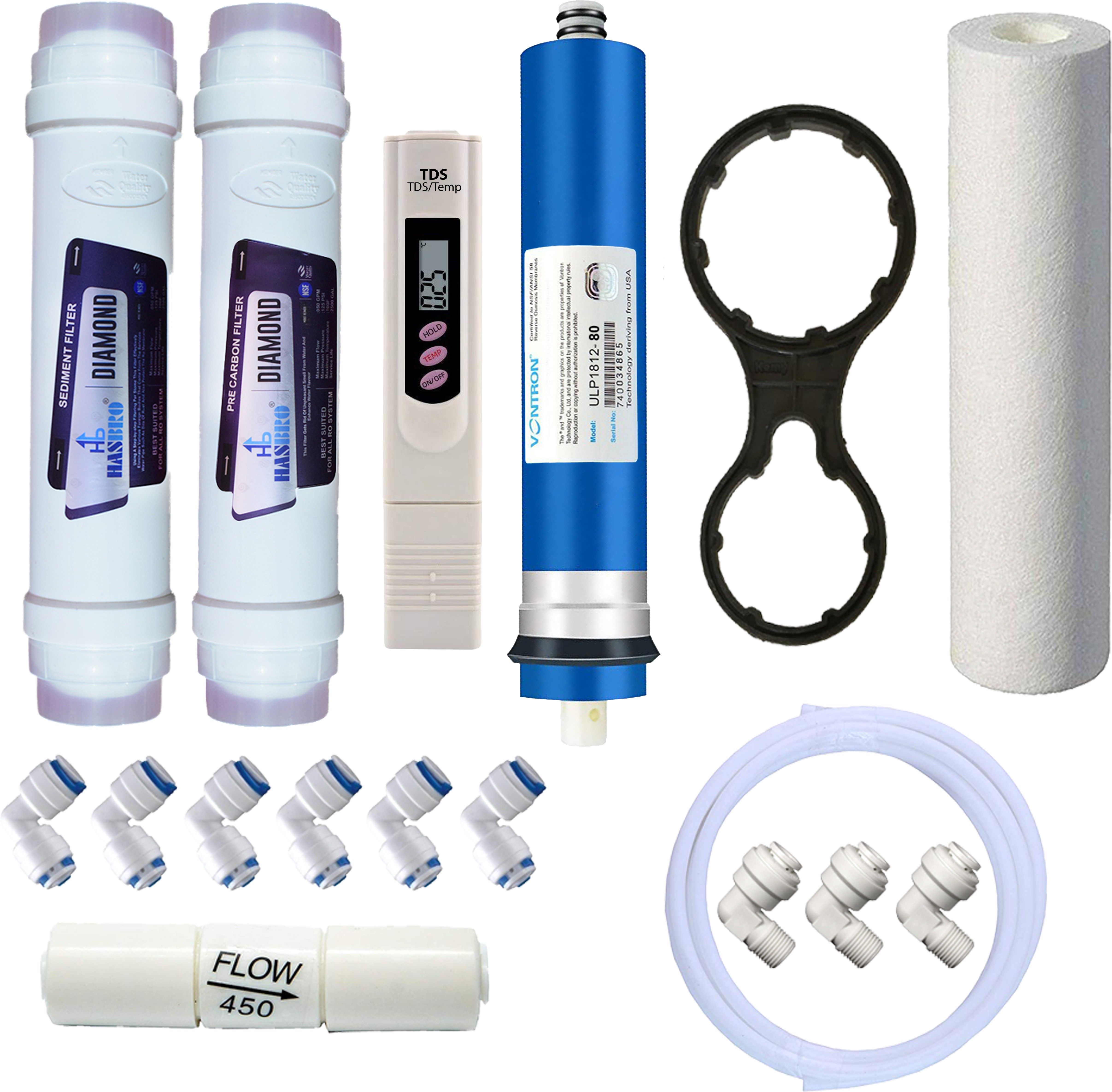 shapure Hasbro RO Purifier Complete Service KIT+ 75/80 GPD VONTRON Membrane Solid Filter Cartridge-picture-27