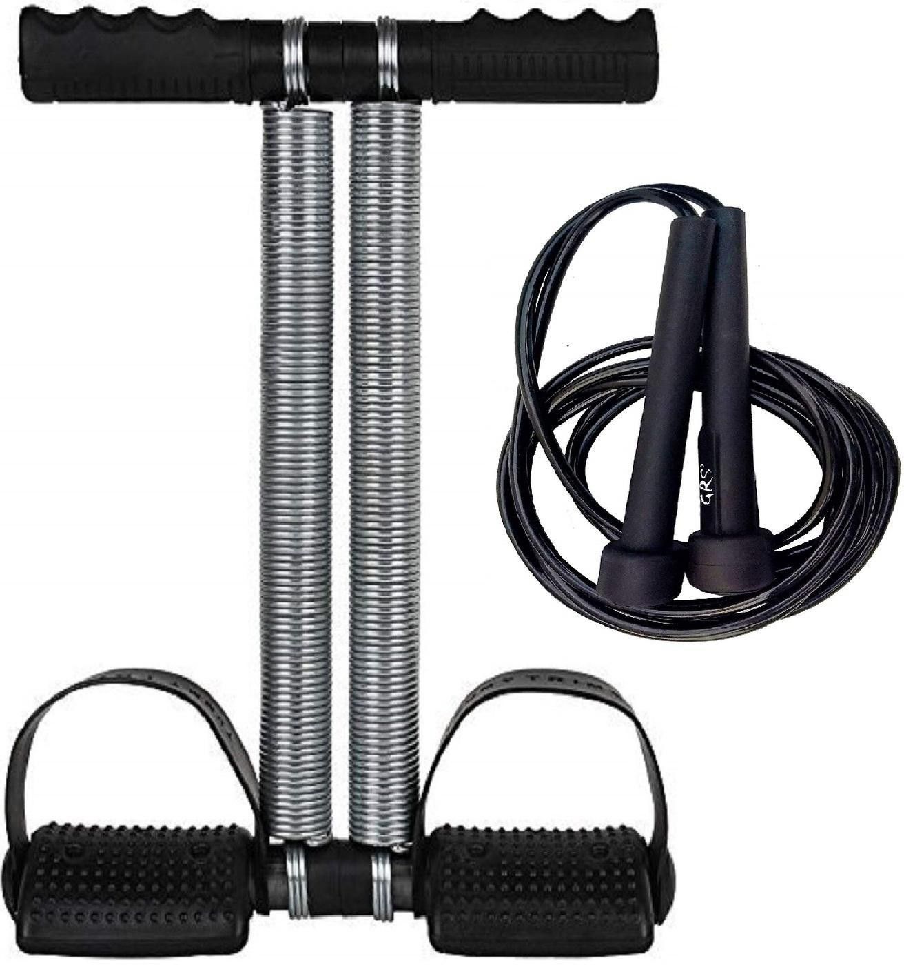 Double Spring Waist Trimmer with Skipping Rope for Exercises (Multicolor) Ab Exerciser