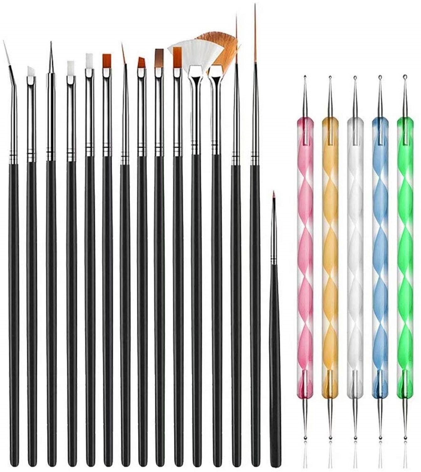 20pcs Nail Art Design Dotting Painting Drawing UV Polish Brush Pen Manicure Pedicure Set Kit