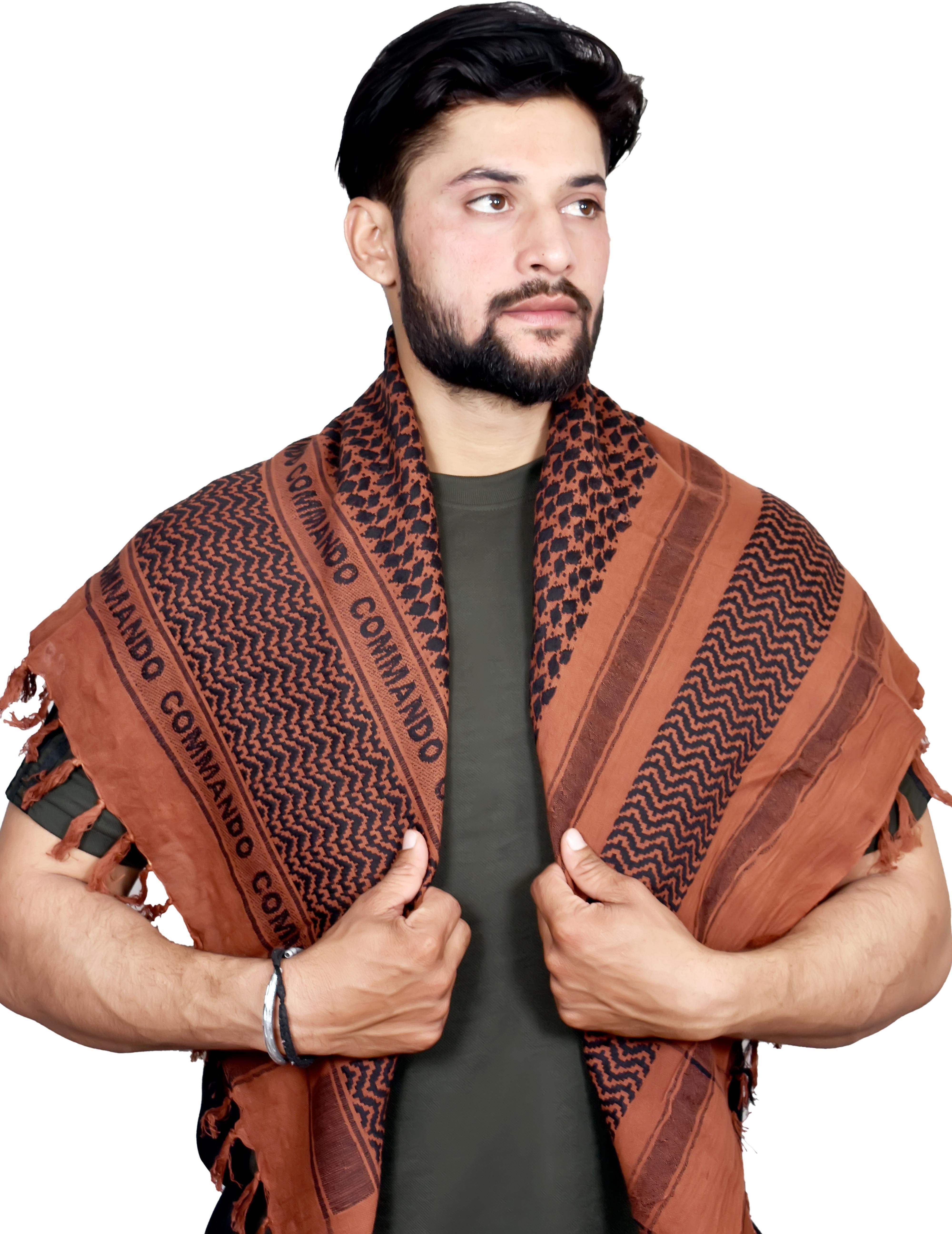 axolotl Printed Pure Cotton Men Brown Scarf-picture-48