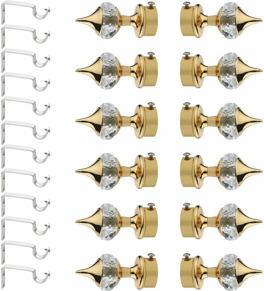 Gold Rod Rail Bracket, Curtain Knobs Metal-image-16