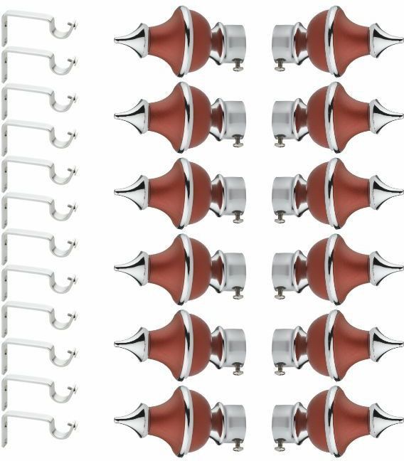 gloxy Silver, Maroon Rod Rail Bracket, Curtain Knobs, Curtain Hooks, Curtain Rods Metal-picture-12