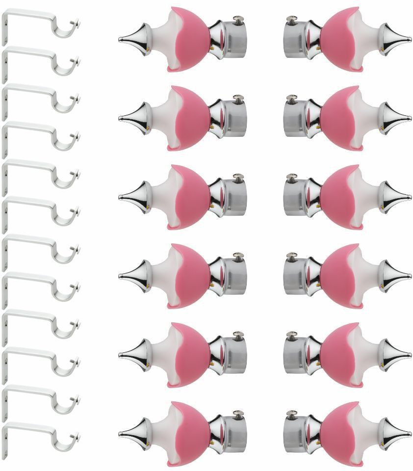 Silver, Pink Rod Rail Bracket, Curtain Knobs Metal-image-3