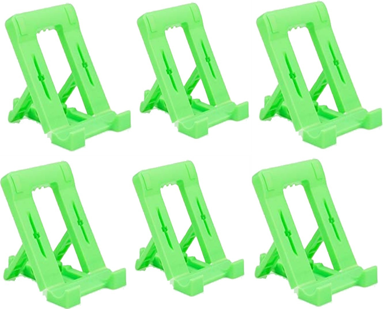 Techfab Mobile Stand Holder (Pack of 6) Green Big Size Universal Adjustable 4 Steps Fold-able for All Phone Tablet Desk Mobile Holder image 1