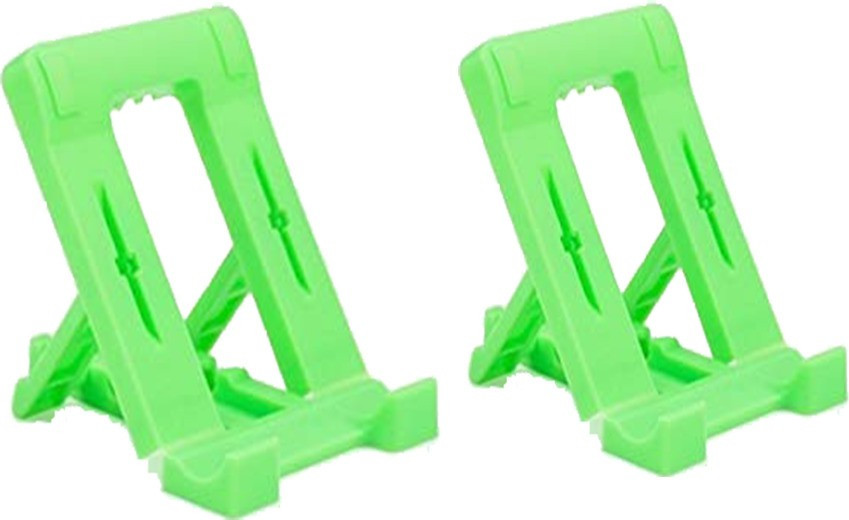 Techfab Mobile Stand Holder (Pack of 2) Green Big Size Universal Adjustable 4 Steps Fold-able for All Phone Tablet Desk Mobile Holder image 1
