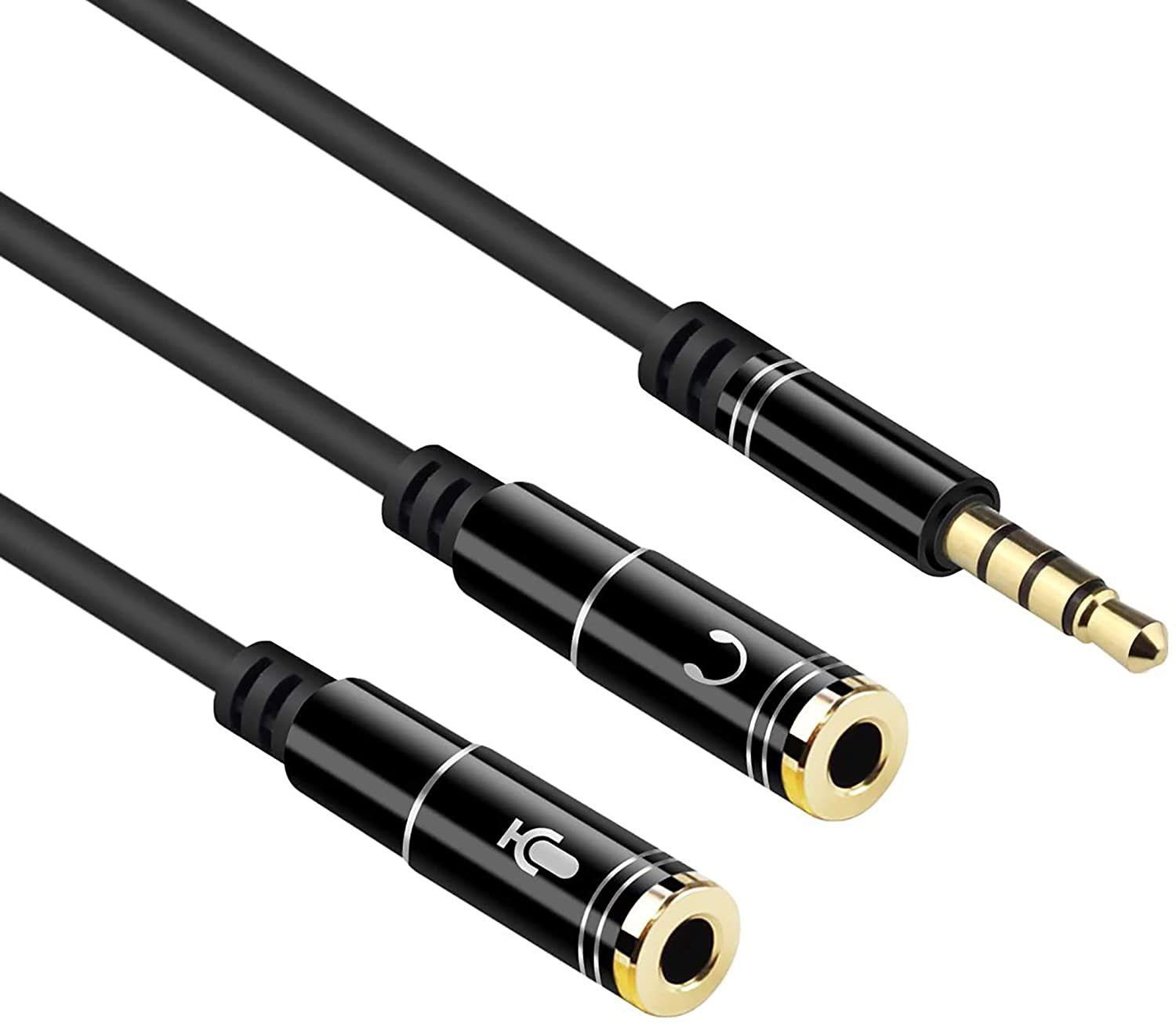 SANNO WORLD Black 3.5mm Jack 1 Male to 2 Female Mic Audio Y Splitter Cable with Separate Headset/Microphone Adapter Cable(30cm) – Black Phone Converter-image-41