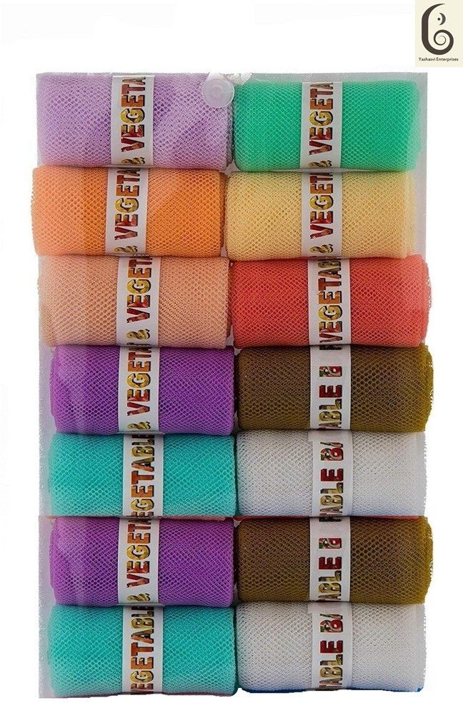 Multi-purpose Fridge Storage Mesh Bag For Storage of Vegetables and Fruits, Washable, Reusable, Zip Lock Bags Pack of 14 Grocery Bags-image-46