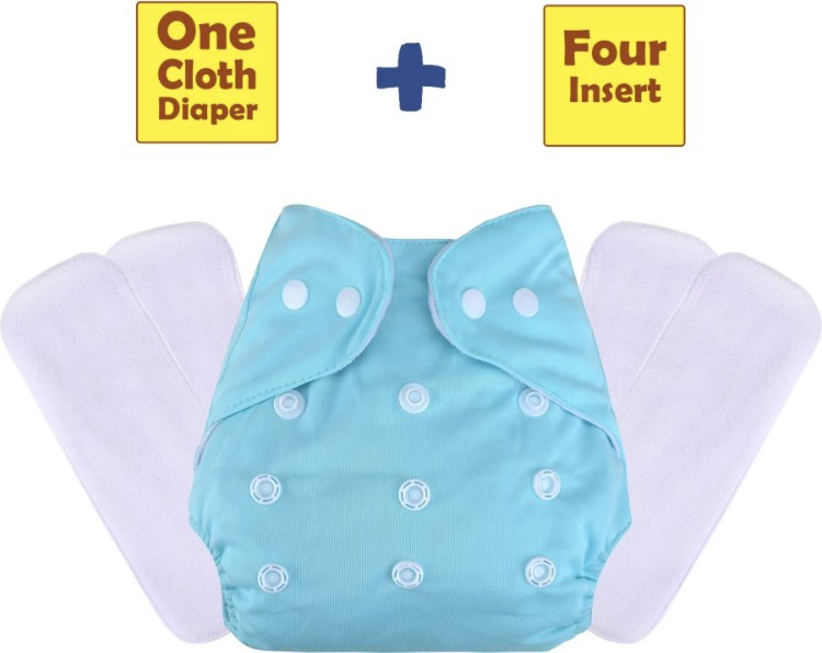 kogar All In One Reusable Adjustable Washable Multicolour Cloth Button Diaper Nappy For Baby New Born To 2 Year (1 Diaper+4 Insert) image 1