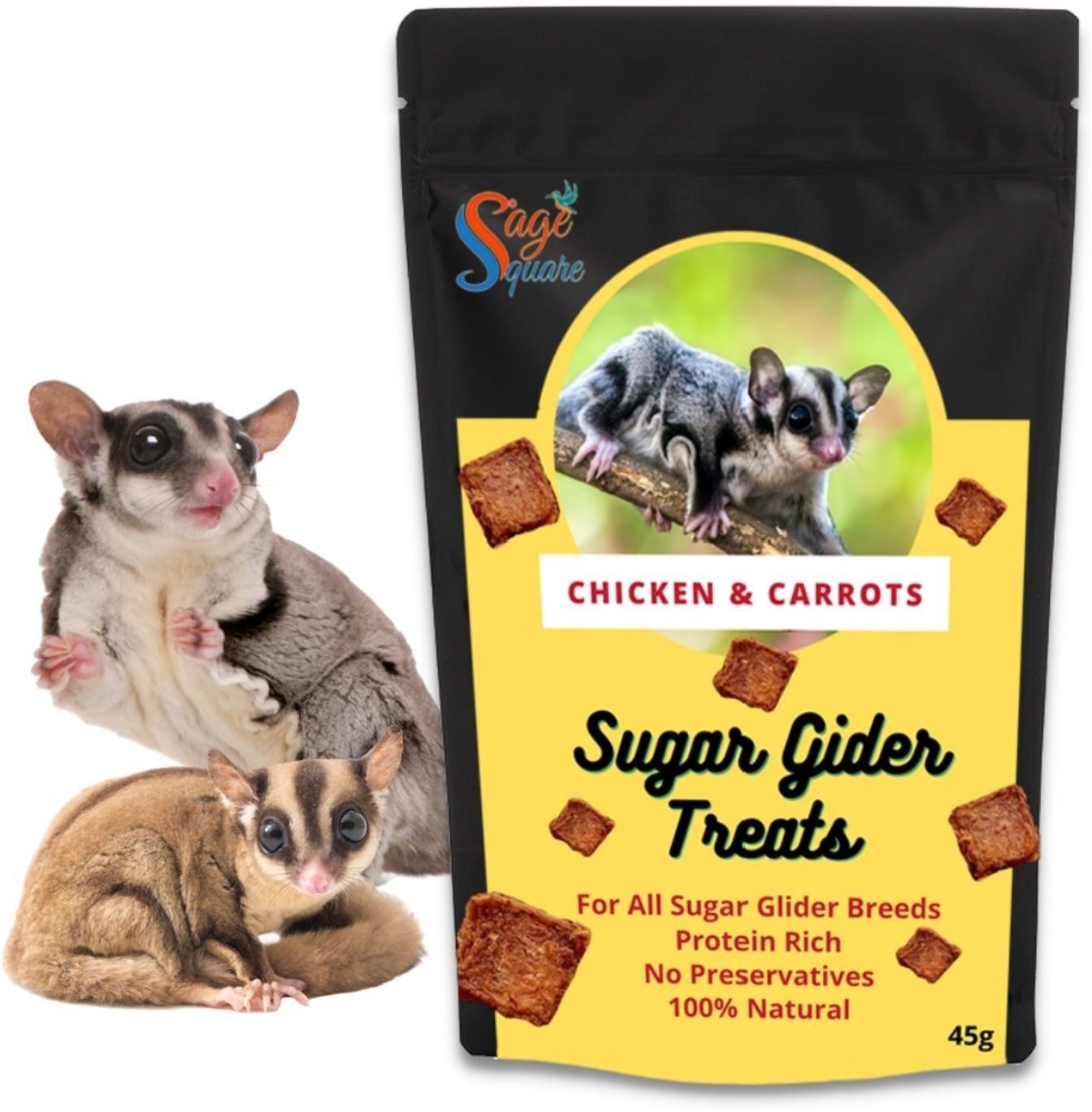 Chicken & Carrot Sugar Glider Treat, Crunchy Protein Rich Snack, 45g Chicken Hamster Treat-image-14