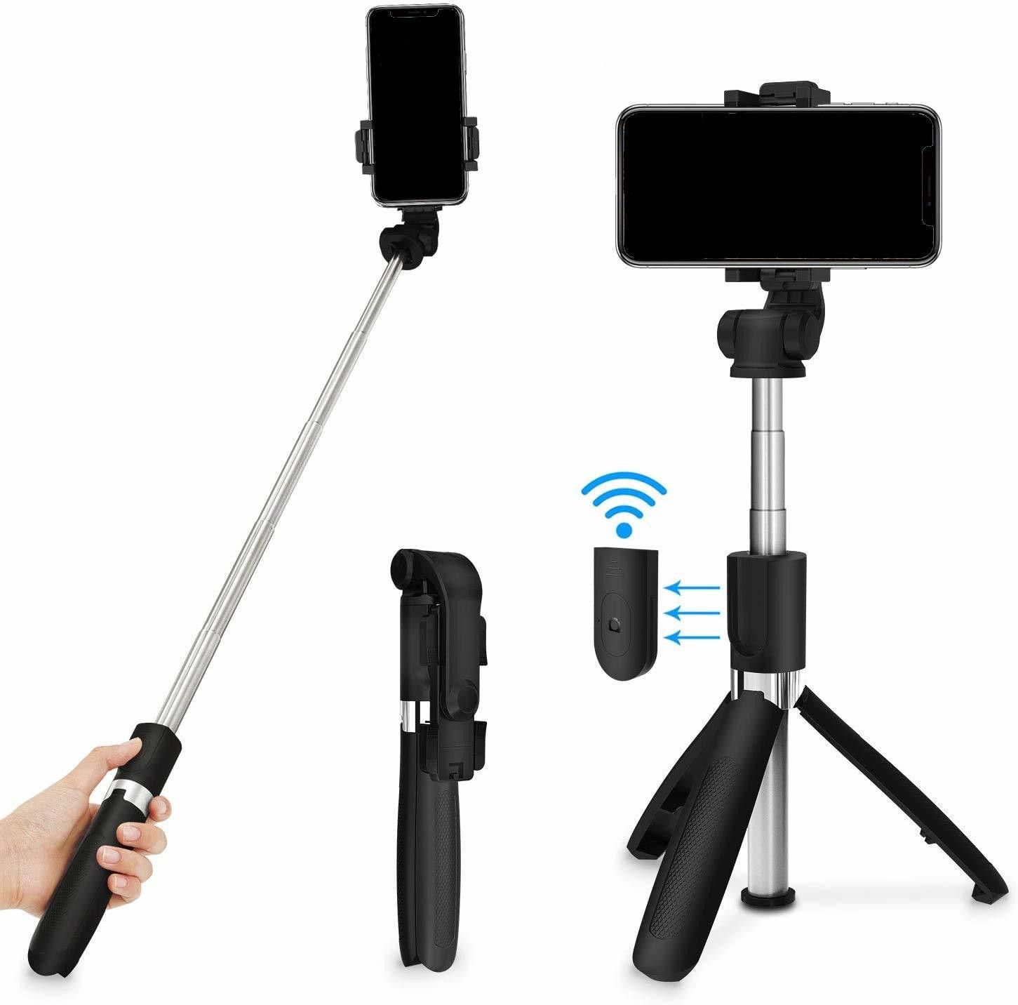 RENTOOR Portable Selfie Stick Tripod ,Reels making tripod with Bluetooth Remote Tripod