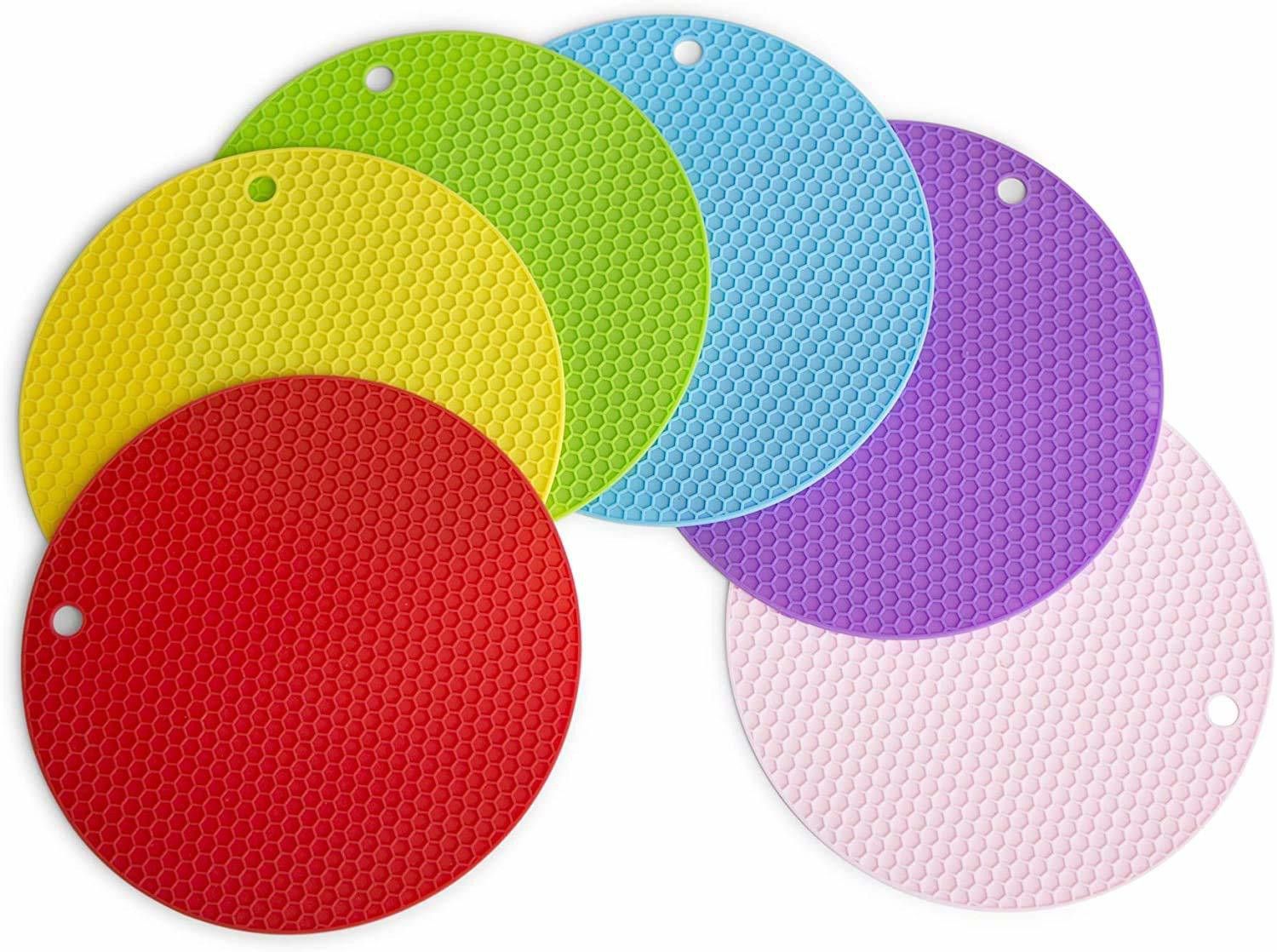 6 Piece Silicone Pot Holder, Trivet Mats for Hot Dishes, Heat Resistant Pads Multipurpose, Multicolor, Non-Slip, Flexible & Durable, Food Safe Jar Opener Gripper Anti Slip Trivet-image-21