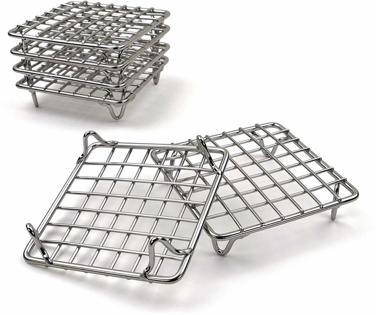 31225 Cooling Baking Rack 4" Size, Set of 6 Stainless Steel Wire Racks for Baking Cookies Cakes - Metal Trivet Stand for Cooking with Pots, Pans, Hot Dishes - Chrome 4 Slice Toast Rack