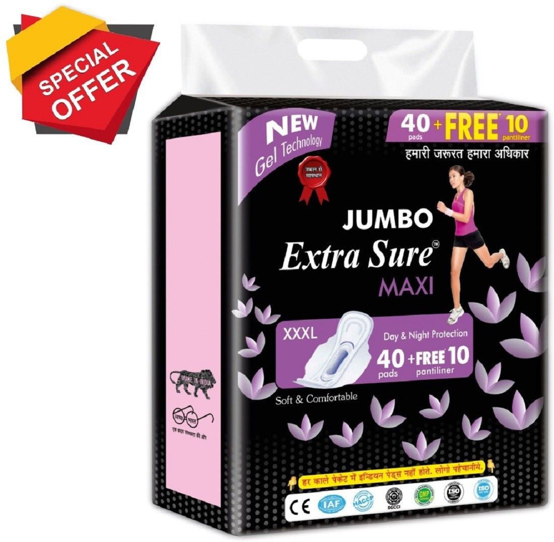jumbo extra sure Sanitary Pad (Pack of 40+10=50) Sanitary Pad-picture-13