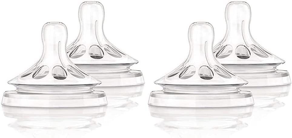 BPA-Free Natural Feeding Nipple for Newborns Babies Compatible with Philips Avent (Transparent) (Natural Feeding Nipple (Pack of 4, Small) Slow Flow Nipple