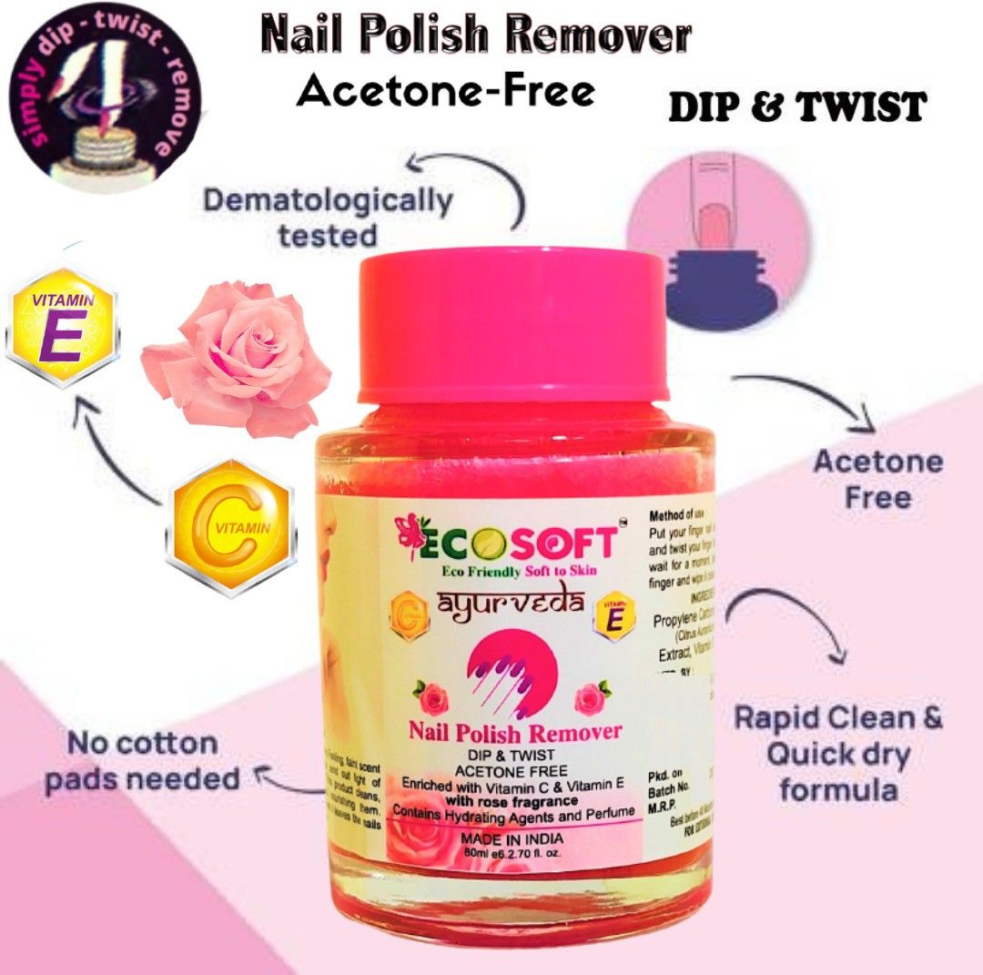 Instant Dip & Twist Nail Polish Remover - Acetone Free, Enriched with Vitamin C or Vitamin E with ROSE Fragrance. Contains Hydrating Agents & Perfume.-image-2
