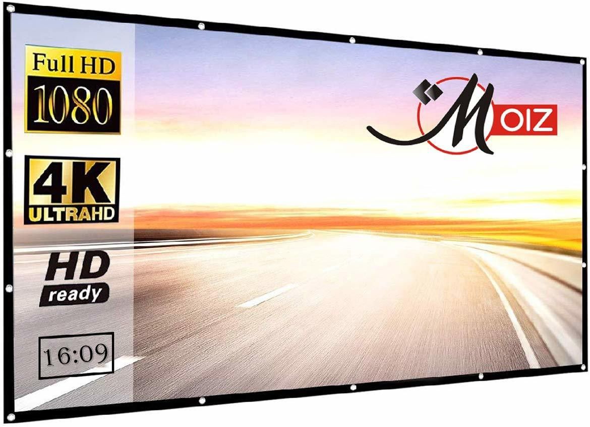 Moiz 106" Inch Projector Screen Upgraded inch 16:9 HD Portable Eyelet Screen Premium Indoor Outdoor Anti-Crease Projection (92.5" Inch (W) x 52" Inch (H) - 106" Inch Diagonal) Projector Screen (Width 243 cm x 137 cm Height)-image-12