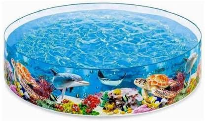 hornflow Round Rubber Plastic Medium Size Swimming Pool For Children Inflatable Swimming Pool (Multicolor) (4Foot) Inflatable Swimming Pool-picture-44