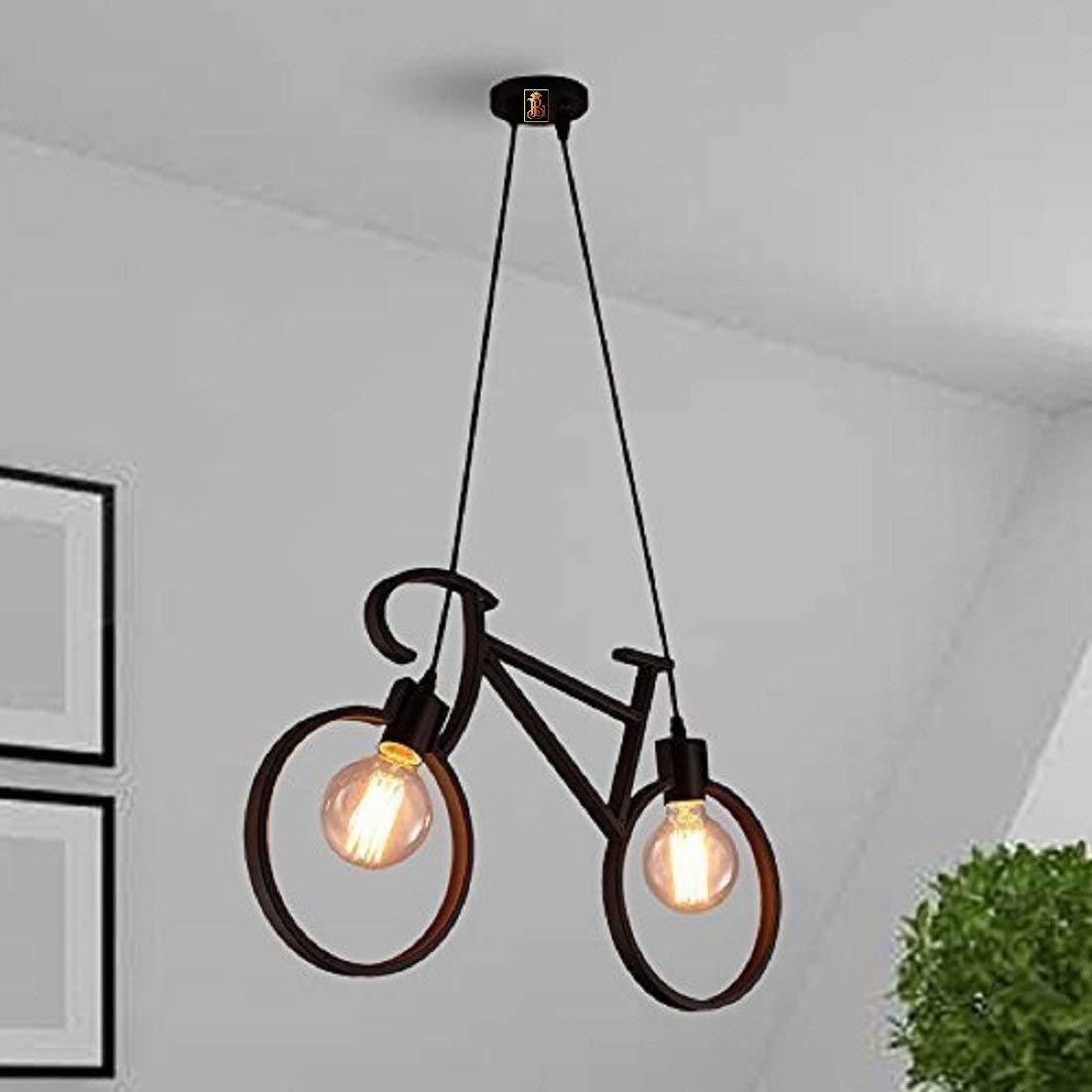 Antique Cycle Style Hanging Ceiling Pendant Light for Home Bar Restaurant Cafe Decoration - Black (Bulb Not Included) Pendants Ceiling Lamp
