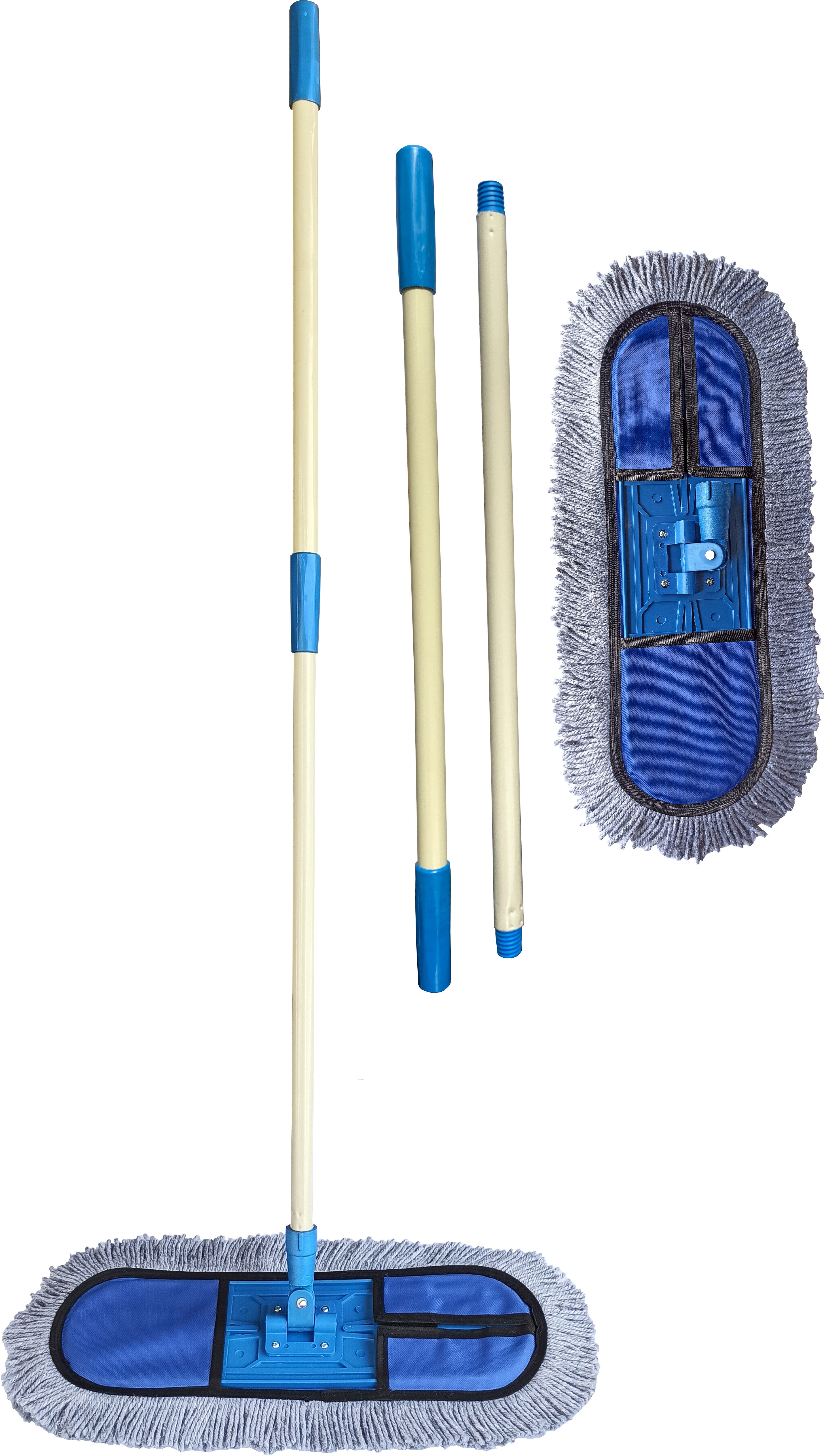Wet and Dry Cotton Pad Floor Mop with 4 Feet Long Handle with 360 Degree Movement which Allows You to Clean Every Corners Easily (Head 18-Inch Large) Blue Colour (Set of 1) Wet & Dry Mop