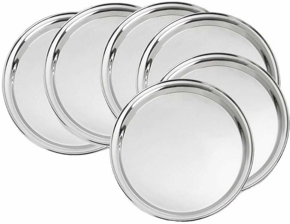 6 Pc Stainless Steel Dinner plate set Heavy Gauge high Quality Dinner Plate
