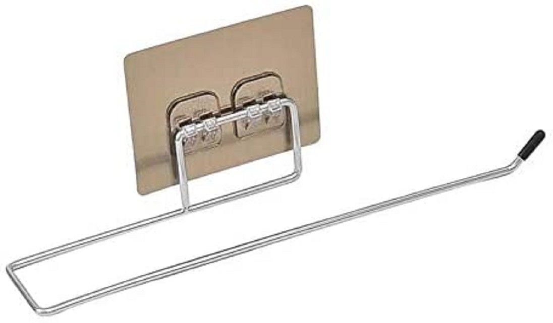 Color: Gold Material: high grade Iron material Black Coated Function: Tissue holder. Installation: just peel & stick. Reusable, waterproof & removable Steel Toilet Paper Holder-image-1