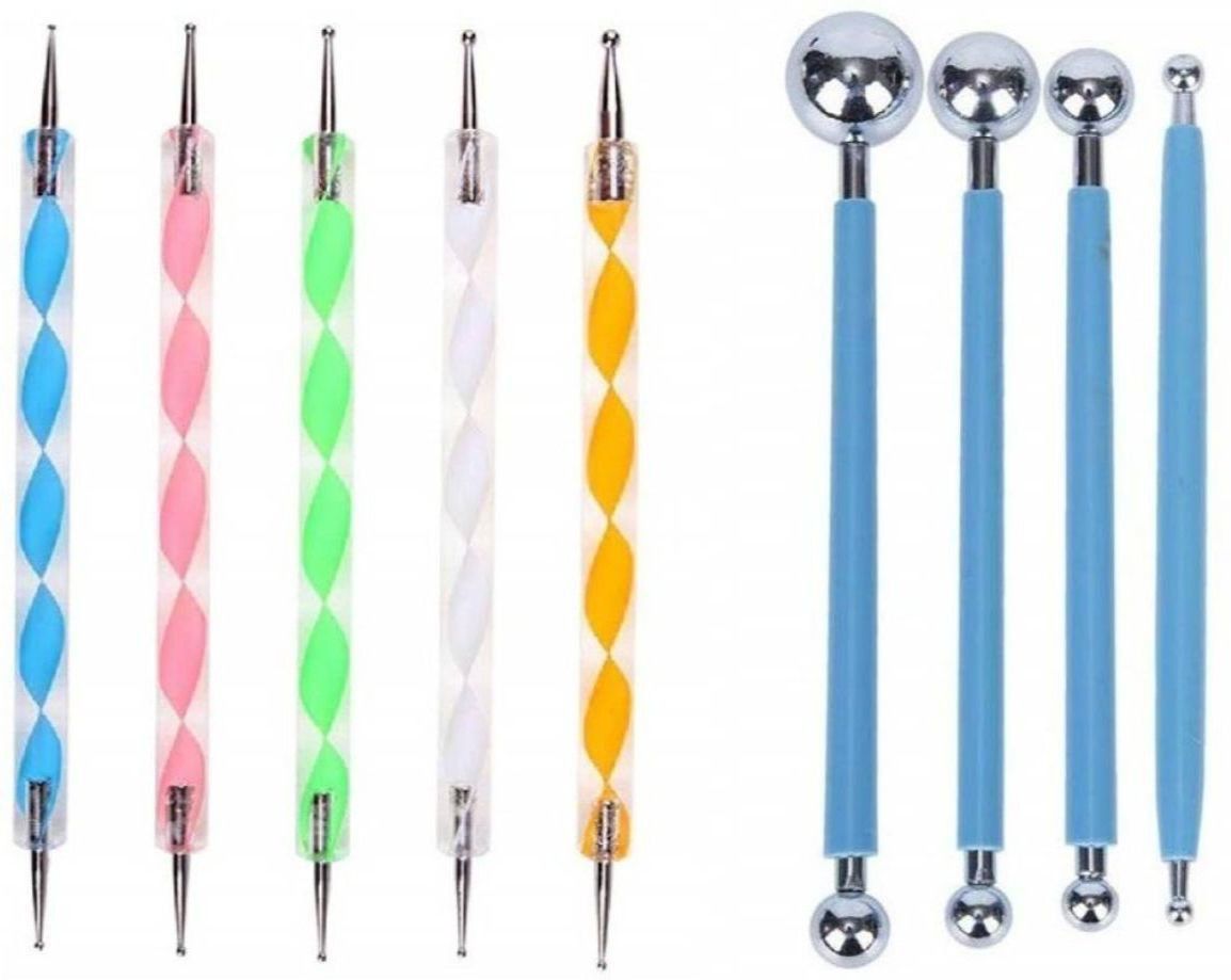 9 Pieces Colorful Embossing Dotting Nail Art Tool and Ball Tool for Mandala Clay Pottery Ceramic Nail Art and Polymer Clay-image-21
