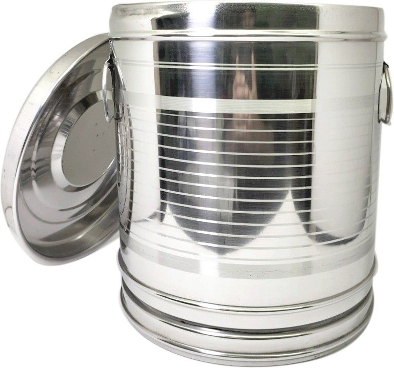 STORAGE DRUM Stainless Steel Large Rice/Flour(Aata) Container /Storage Set of 1 (Dishwasher Safe , 10 KG , Tea , Coffee , Sugar Container ) 10 L Drum