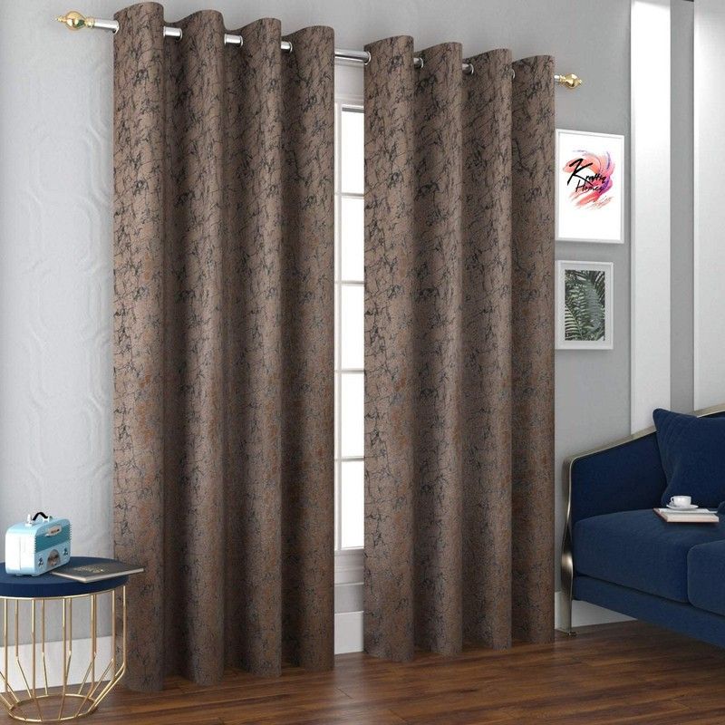 152 cm (5 ft) Velvet Room Darkening Window Curtain (Pack Of 2)