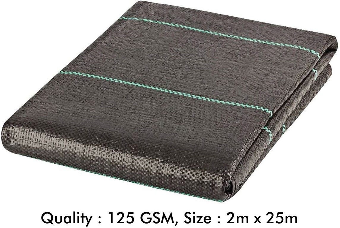 mipatex 125 GSM Premium Garden Weed Control Barrier Sheet Mat 2m x 25m, Landscape Fabric Durable Heavy-Duty Weed Block Gardening Matting, Eco-Friendly and Convenient Design (Black) Garden Mulch-picture-15