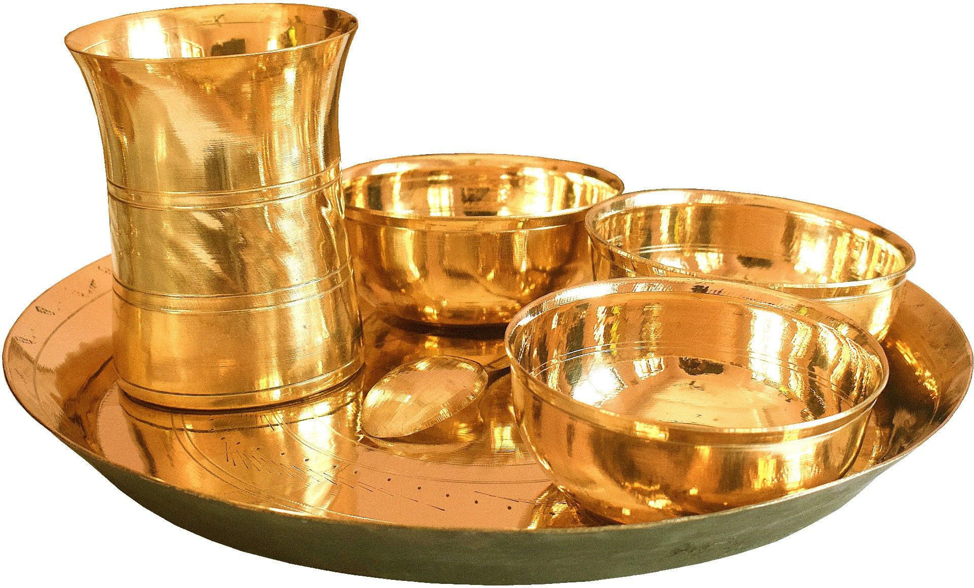 Pack of 6 Bronze Kansa Dinner Set | Bronze Dinner Sets | Bronze Dinnerware Set of 06 Pieces Dinner Set-image-1