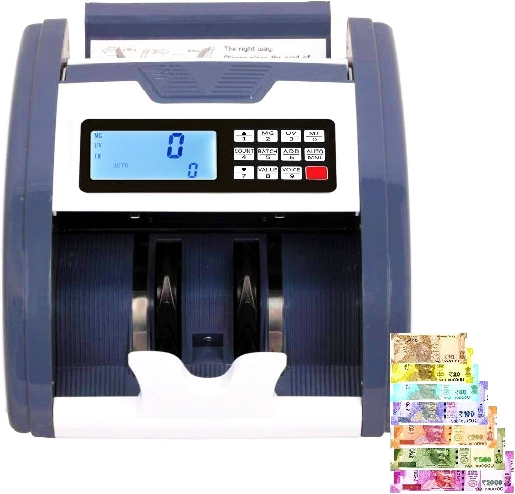 Drop2Kart Cash Counter with UV/MG/MT Fake Bill Detection, Big TFT LCD Display with FakeNote Alarm & All INR Support Note Counting Machine image 1