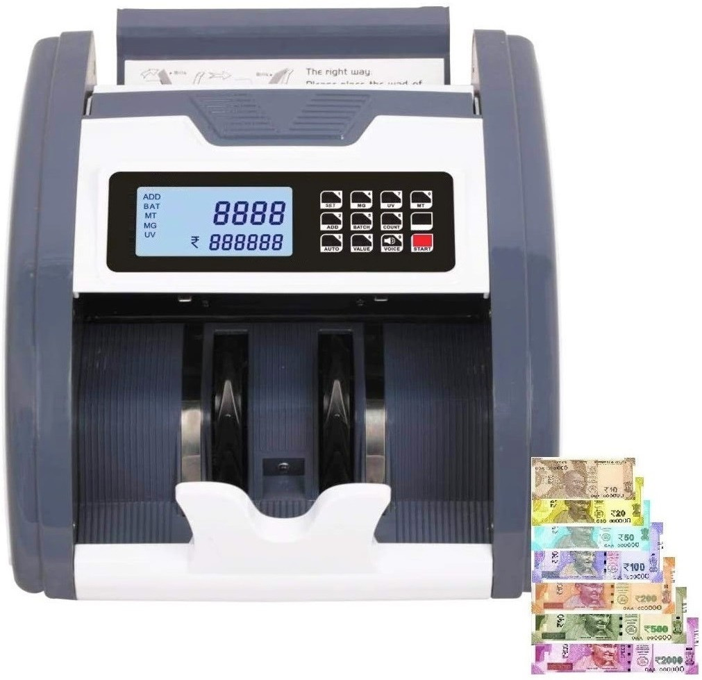 Drop2Kart Bill Counter - Dual HeavyDuty Motor, UV/MG/MT FakeNote Detection, Fast Counts All Old & New INR with LED External Display Note Counting Machine image 1