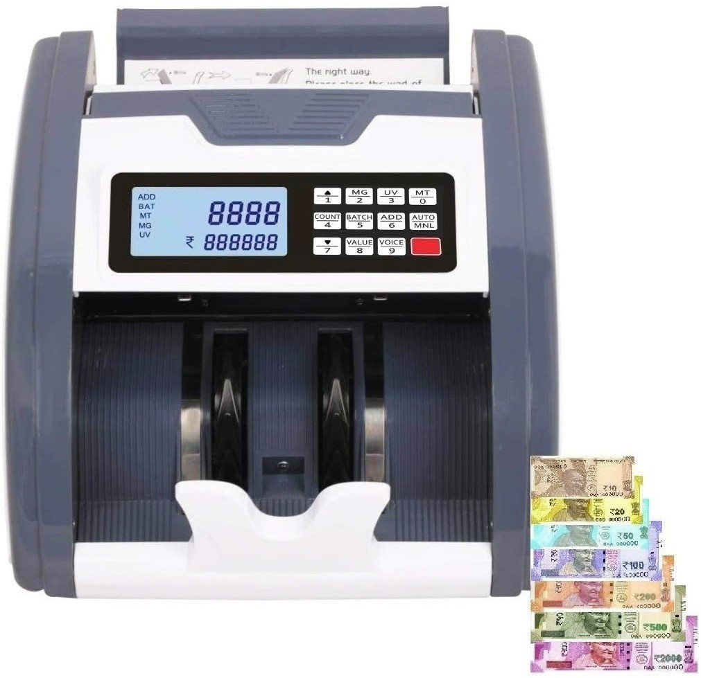 Drop2Kart Bill Counter with Large TFT LCD Display, Updated for All Old & New INR with UV/MG/MT FakeNote Scanning Note Counting Machine image 1