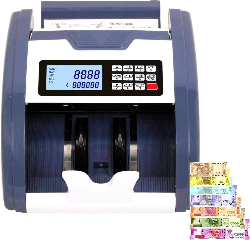 Drop2Kart Fully Automatic Cash Counter with UV/MG/MT CIS Image Sensors, Counts All Old & New INR with ADD/BATCH Function Note Counting Machine image 1