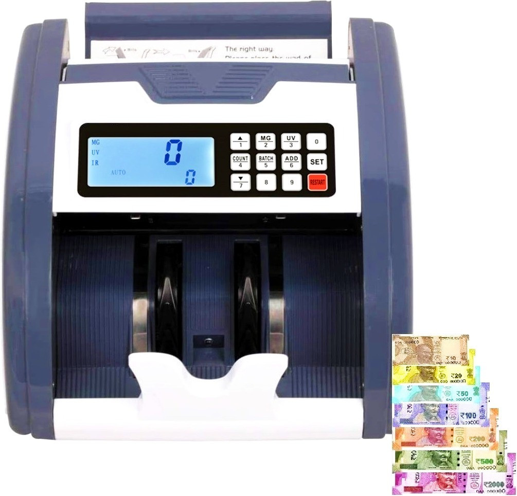 Drop2Kart Automatic HeavyDuty Cash Counter, Fully Updated for Old & New INR with UV/MG/MT Scanning and FakeNote Alarm Note Counting Machine image 1
