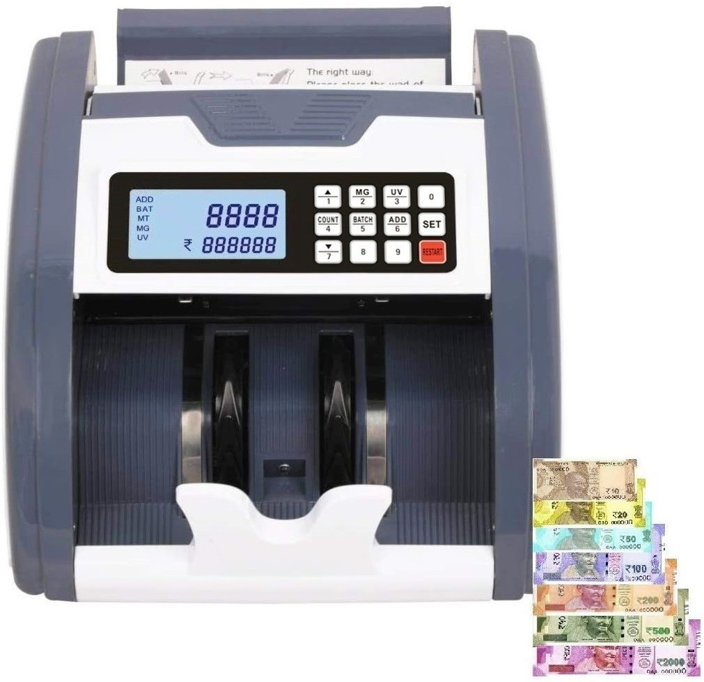Drop2Kart HeavyDuty Automatic Cash Counter with Japanese UV/MG/MT Sensors, Counts All Old & New INR and LED External Display Note Counting Machine image 1