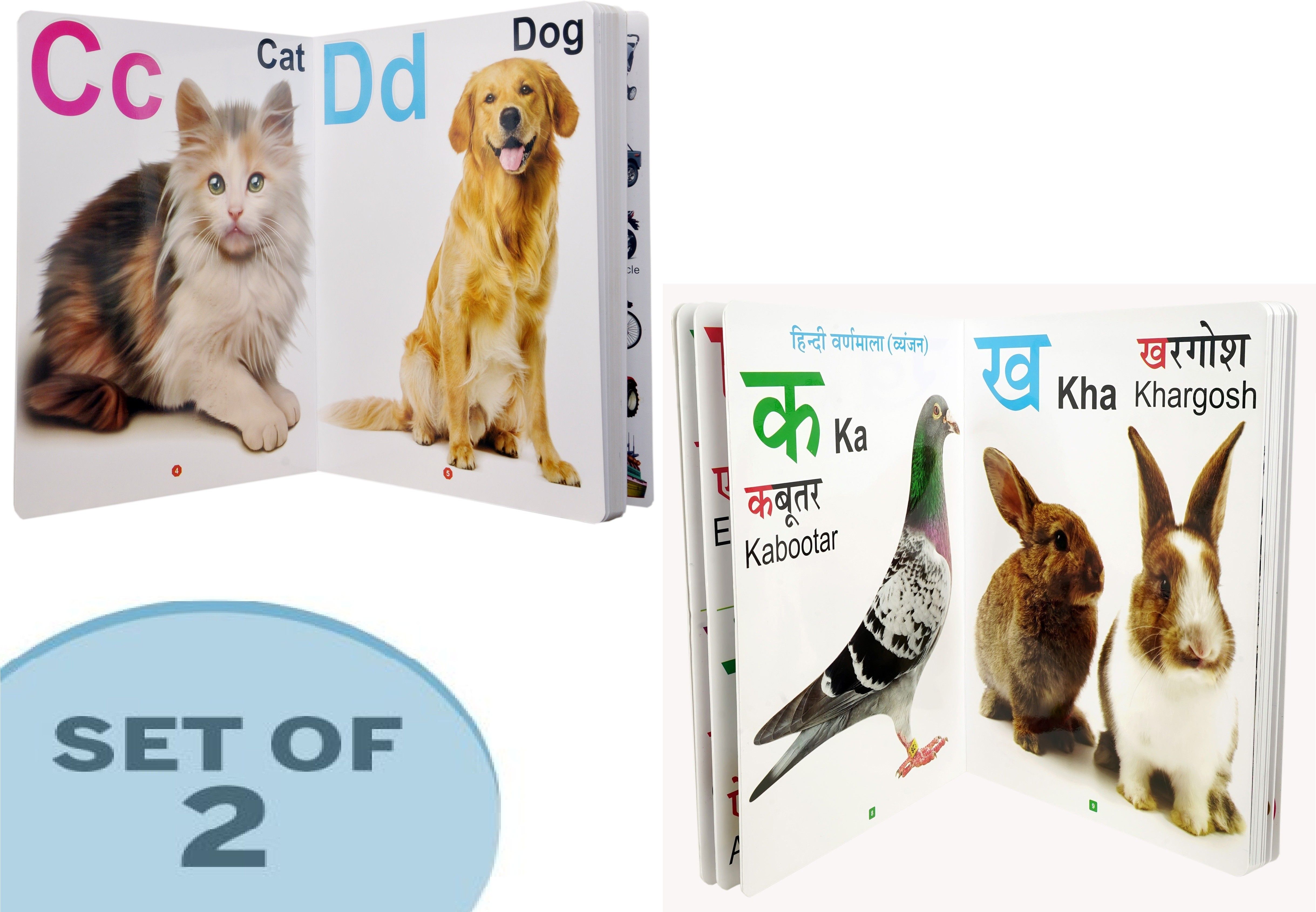 goodsnet Combo Pack Of 2 | English Alphabets Board Book And Hindi Alphabets Board Book Learning Book For Children-picture-14