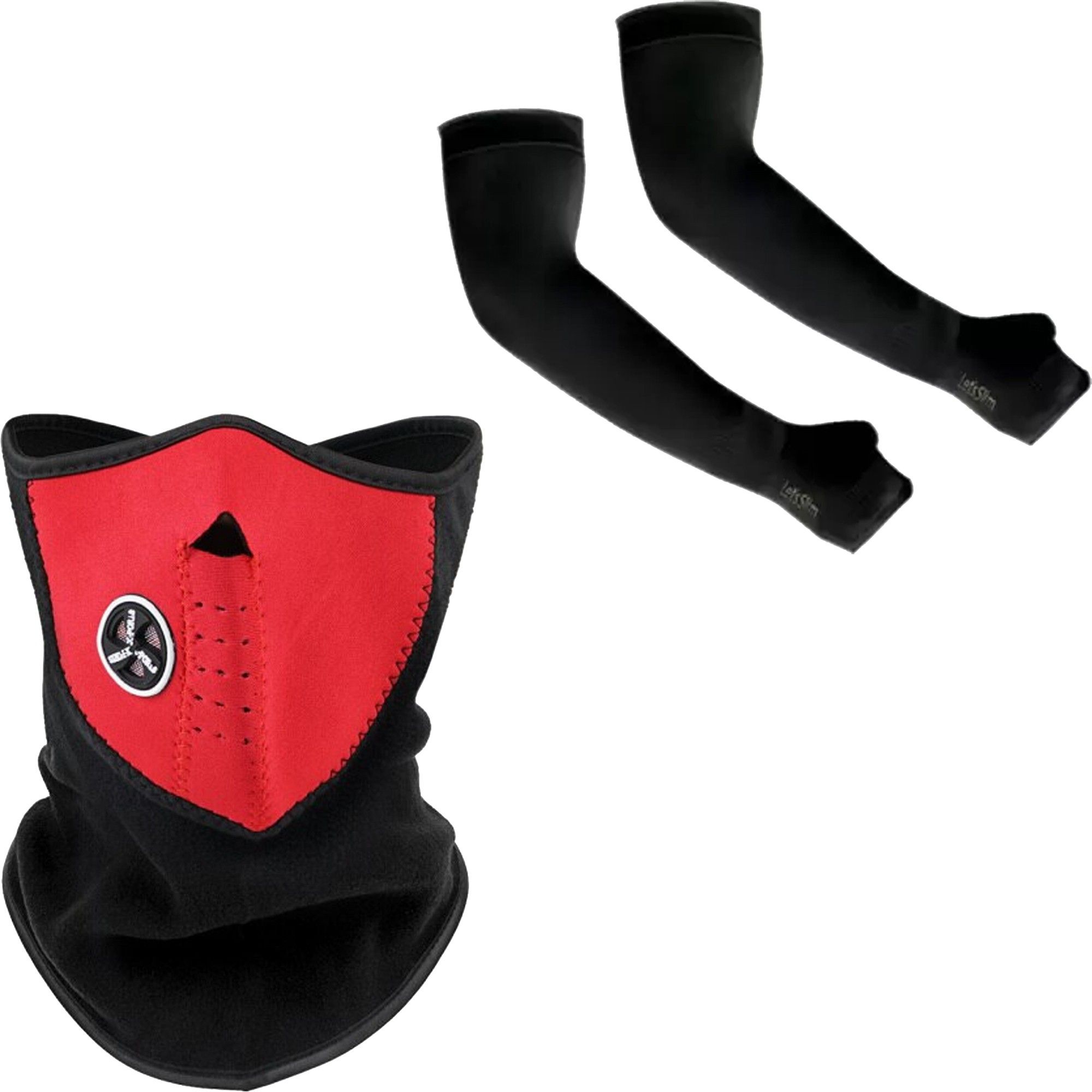 1 Pair Arm Sleeves+1 Half Balaclava Black Combo-image-44