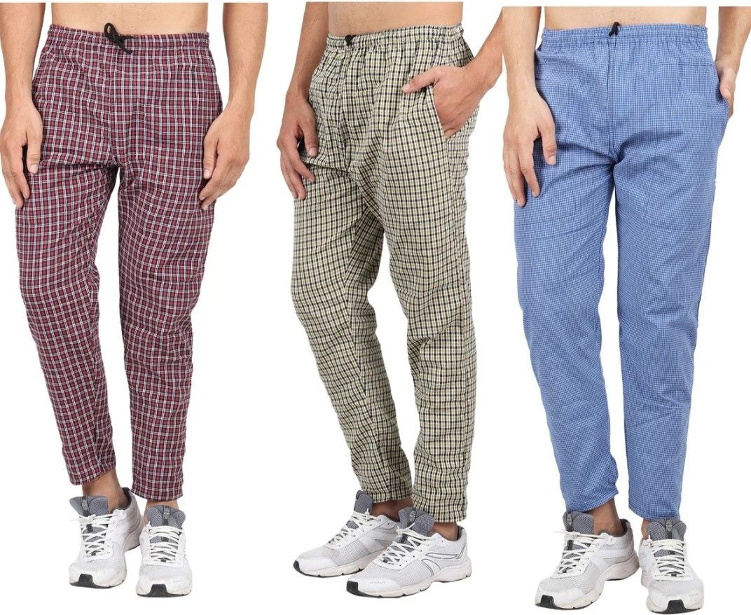 jk world fashion Pack of 3 Men Pyjama Cotton Chekerd Combo Pack 3RYB Men Pyjama-picture-28
