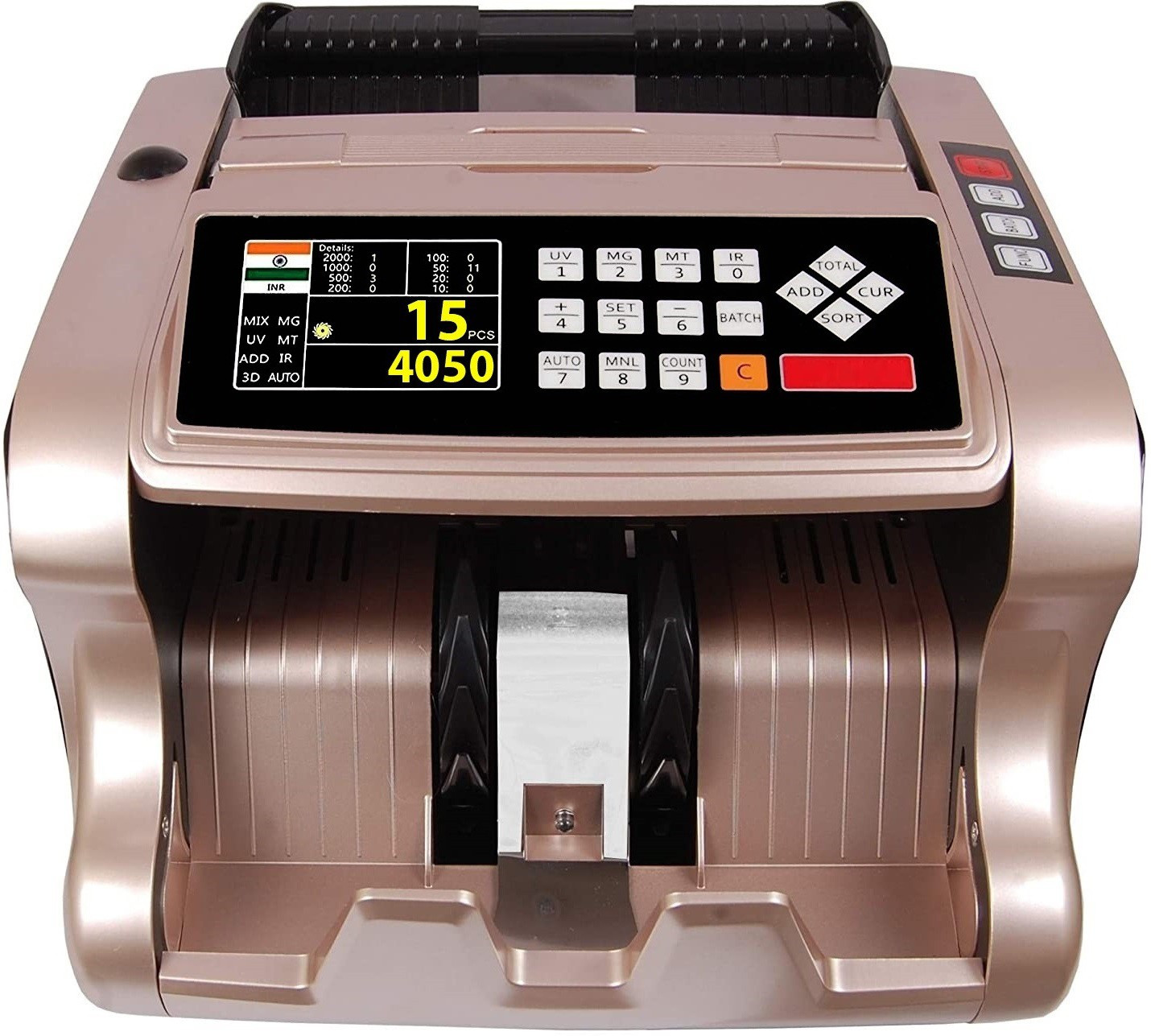 Drop2Kart Mix Value Bill Counter – Bank Grade, Counts all INR, 4 Counterfeit Detection Functions (UV/MG/MT/IR), After Sales Service Support Note Counting Machine image 1