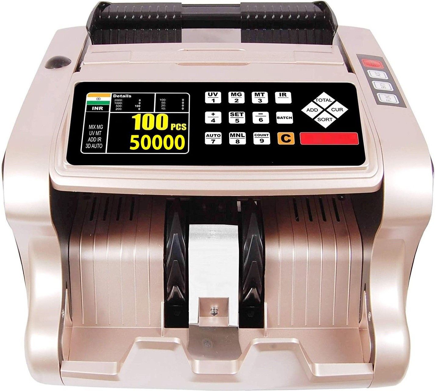 Drop2Kart CashCounter for All Indian Currency Notes - Mix Value Counting, UV/MG/MT/IR Sensors, Bright TFT LCD Display, External LED Display Note Counting Machine-picture-10