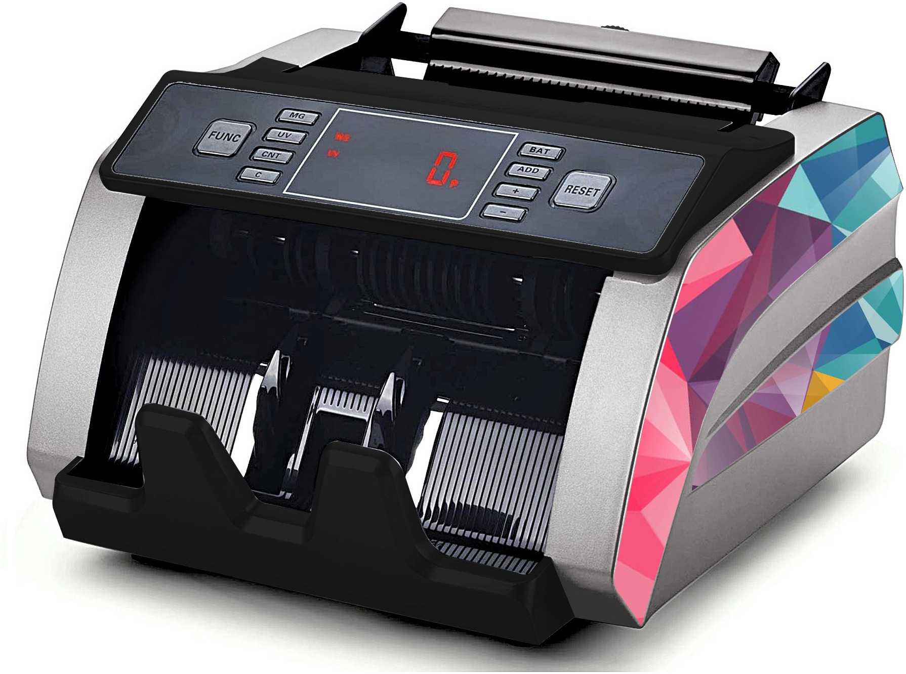 Drop2Kart CashCounter for All Indian Bill Denominations - UV/MG FakeNote Detection, Bright LED Display, ADD+BATCH Modes Note Counting Machine image 1